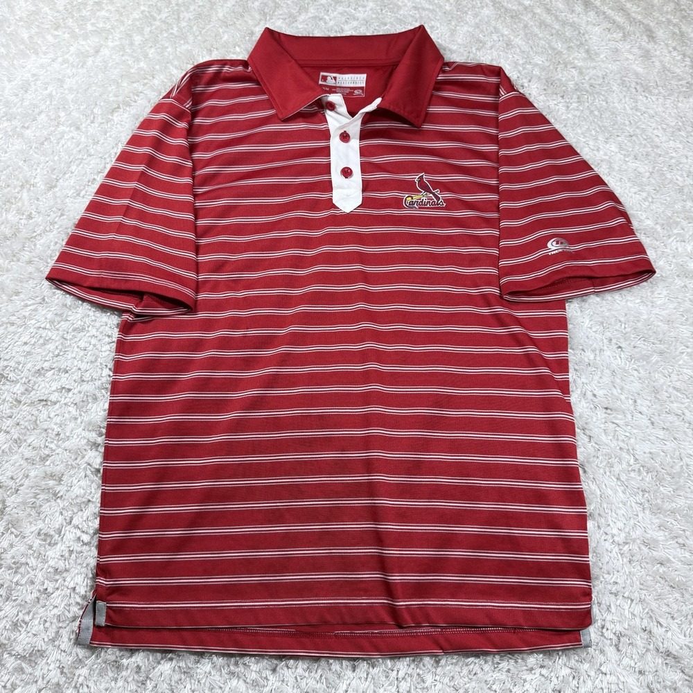 St. Louis Cardinals Shirt Mens M Red Striped MLB Baseball Polo True Fan Street